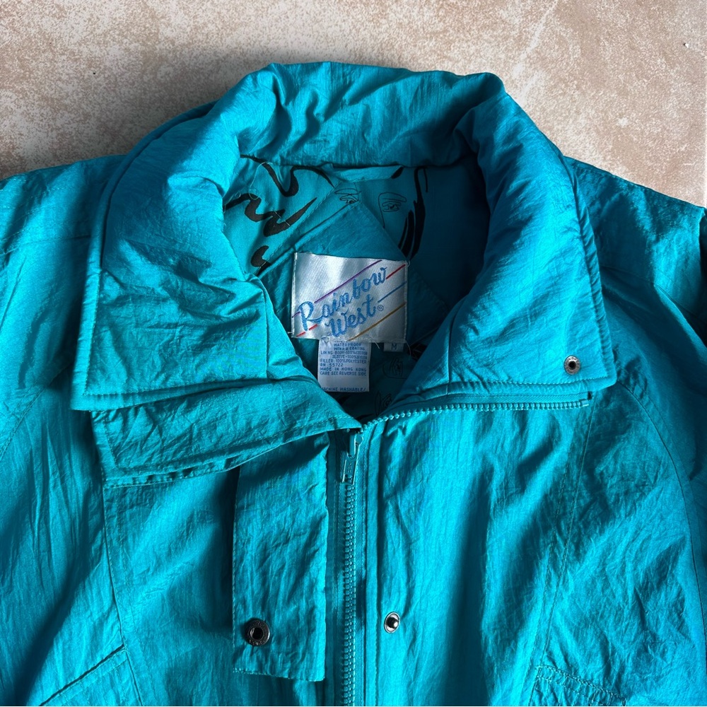 Vintage 80s turquoise green Bomber Ski Snow Jacket
